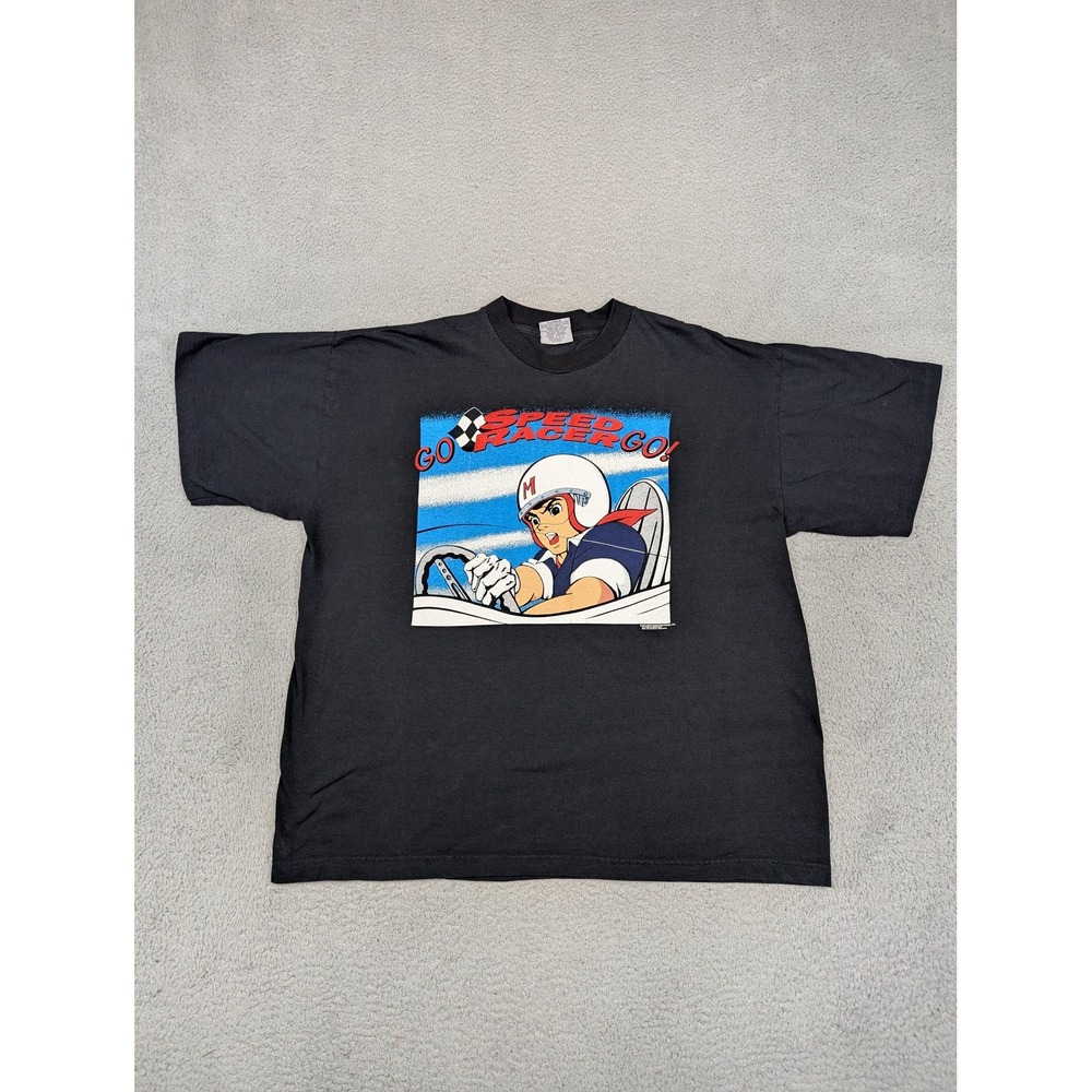 Vintage Speed‎ Racer Shirt Mens XL Black Stanley Desantis Graphic Anime 1993 90s